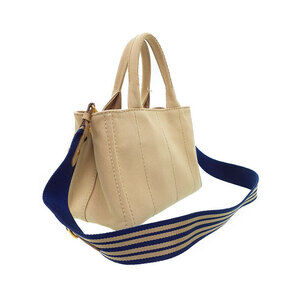 Prada canvas Tote Canapa Tan 2way handbag top handles
